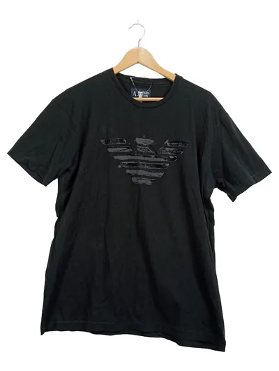 Armani Jeans Herren T-Shirt Schwarz Gr. 56 3XL Logo-Print Kurzarm