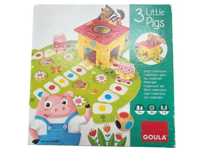 Goula 3 Little Pigs Kooperatives Kinderspiel Brettspiel Holz ab 2 Jahre
