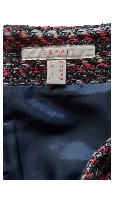 Esprit Damen Minirock Tweed Optik Gr. 38 Mehrfarbig Rot Blau