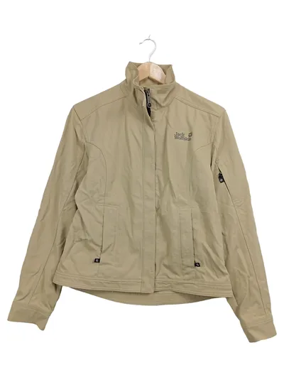 Jack Wolfskin Damen Outdoorjacke Beige Gr. M Travel Logo-Print