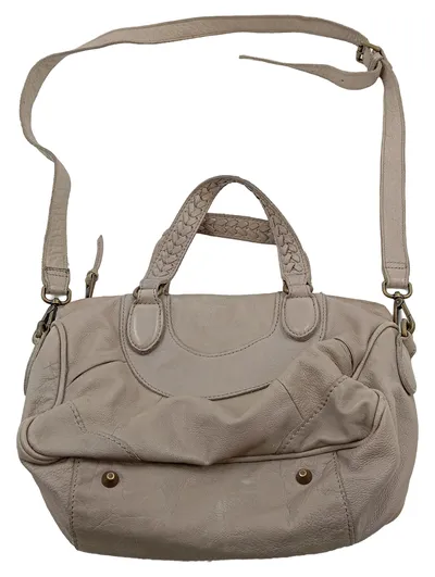 LIEBESKIND BERLIN Damen Henkeltasche Umhängetasche Leder Grau Casual
