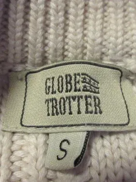 Globetrotter Damen Strickpullover Zopfmuster Beige Gr. S Reißverschluss
