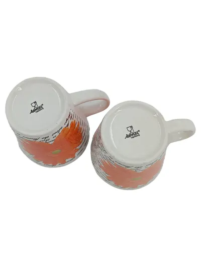 Amsel 2er Set Tassen Porzellan Weiß Blumenmuster 300ml