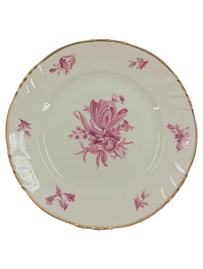 Arabia Porzellan Teller Blumenmuster Rosa Gold Made in Finland 17cm
