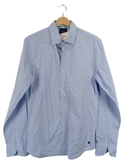 Scotch & Soda Herren Business Hemd Langarm Punkte Blau Gr. L