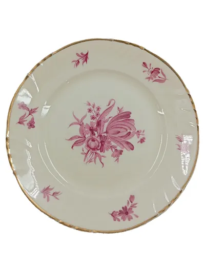 Arabia Finland Essteller Porzellan Blumenmuster Rosa Gold Vintage 17cm
