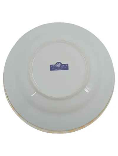 Van Well Essteller 6er Set 21 cm Porzellan Weiß Blumenmuster Klassisch