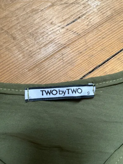 TWO BY TWO Damen Bluse Oliv Gr. 36 S Raffung Halbarm Feminin