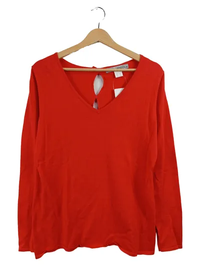 Ashley Brooke Damen Pullover Rot Gr. 42 XL Langarm V-Ausschnitt Schleifen