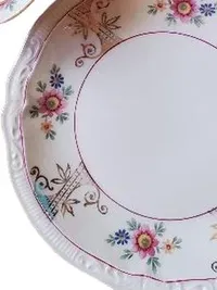 Bavaria Porzellan Kaffeegedeck 3-tlg Tasse Untertasse Teller Blumendekor Gold 3