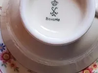 Bavaria Porzellan Kaffeegedeck 3-tlg Tasse Untertasse Teller Blumendekor Gold 4