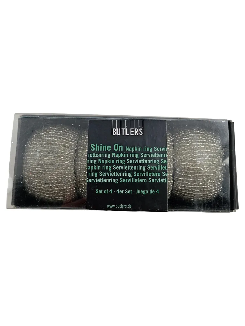 BUTLERS Shine On Serviettenringe 4er Set Silber Perlen Elegant 2