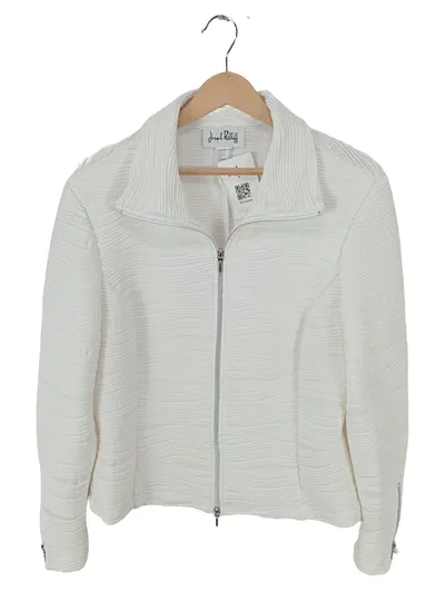 Joseph Ribkoff Damen Sweatjacke Weiß Gr. 46 3XL Strukturmuster Reißverschluss