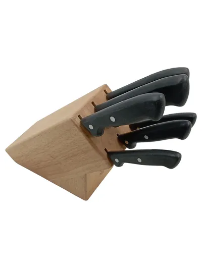 WMF Messerblock mit 6 Messern Küchenmesser Set Holzblock schwarz