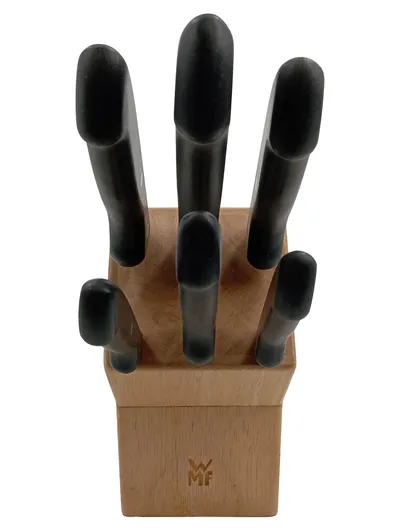 WMF Messerblock mit 6 Messern Küchenmesser Set Holzblock schwarz