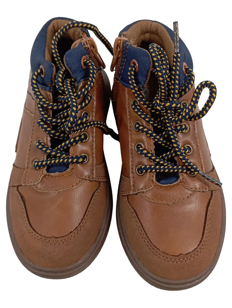 BOY London Kinder Stiefel Gr. 27 Braun Blau Mid-Top Schnürstiefel 2