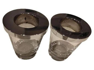 PartyLite Teelichthalter Glas Metall Transparent Modern 10 cm