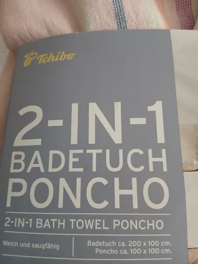 Tchibo 2in1 Badeponcho Badetuch Poncho Damen Einheitsgröße Rosa Gestreift