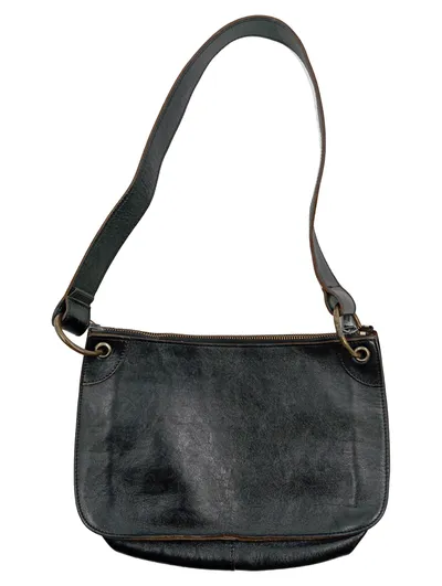 Stefanel Umhängetasche Schwarz Leder Vintage Damen