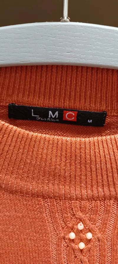 FilmCult Damen Strickpullover Orange Gr. 38 M Perlen Klassisch