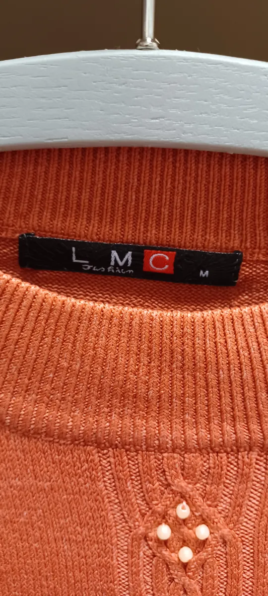 FilmCult Damen Strickpullover Orange Gr. 38 M Perlen Klassisch 2