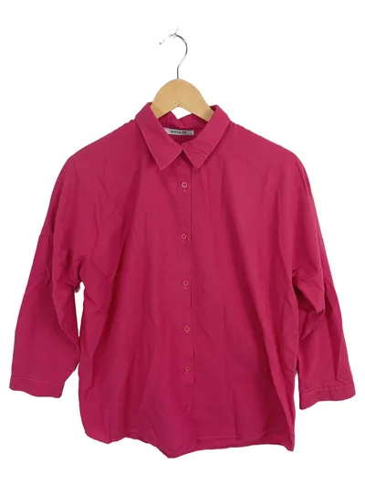 Armalife Damen Hemdbluse Langarm Pink Gr. S Casual Baumwolle