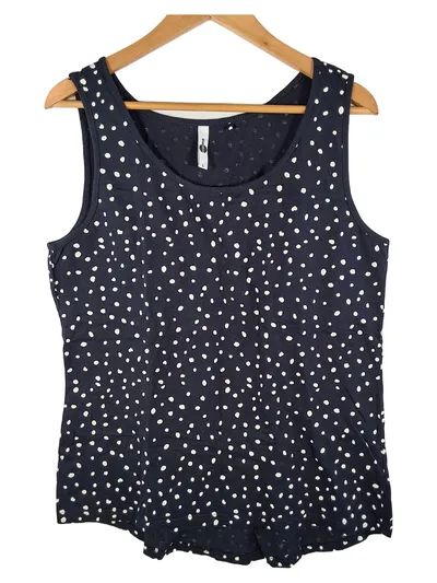 ever.me Damen Top Tanktop Gepunktet Navy Blau Weiß Gr. L