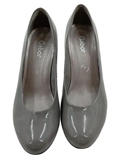 Gabor Pumps Damen Lackleder Grau Klassisch Größe 39 High Heels 8cm