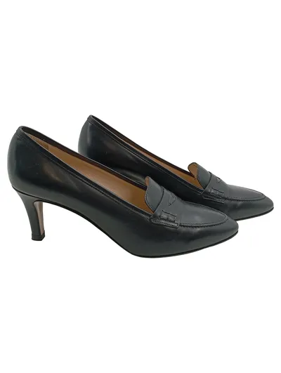 Luca Grossi Damen Pumps Loafer Leder Schwarz Gr. 41 Made in Italy
