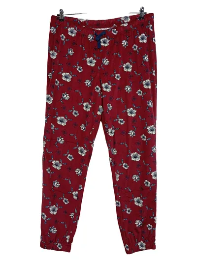 ElleNor Damen Jogginghose Rot Blumenmuster Gr. 50 XL Freizeithose