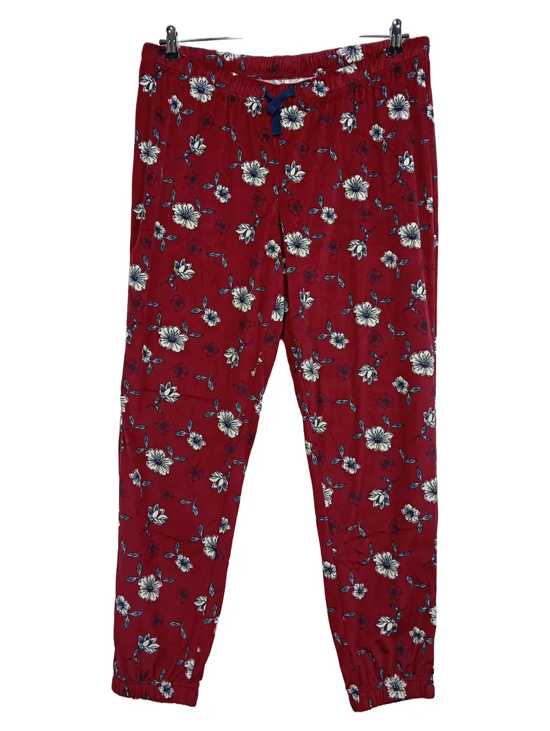 ElleNor Damen Jogginghose Rot Blumenmuster Gr. 50 XL Freizeithose 1