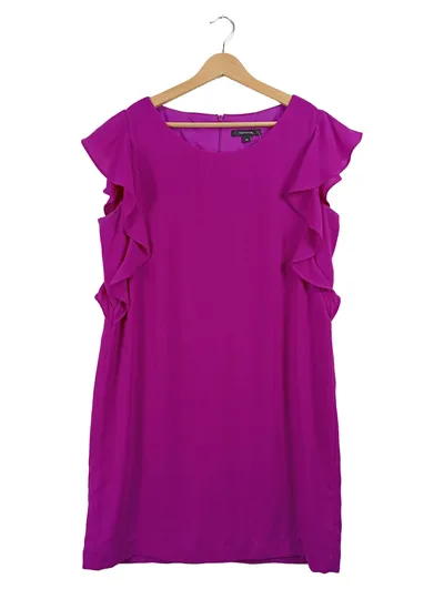 Comma Sommerkleid Damen Gr. 40 Lila Rüschen Minikleid elegant