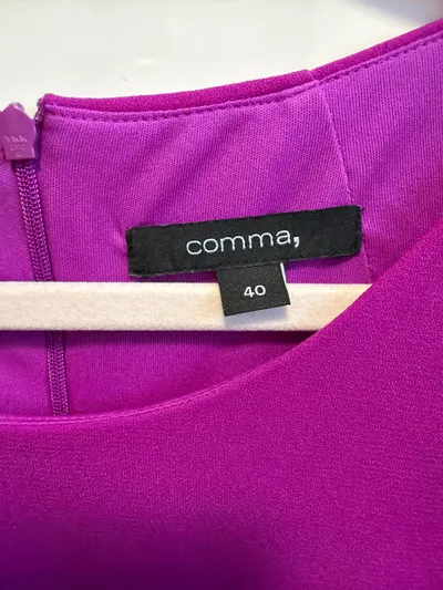 Comma Sommerkleid Damen Gr. 40 Lila Rüschen Minikleid elegant