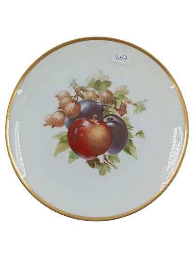 Thomas Sèvres Kuchenteller 20 cm Porzellan Weiß Obst Motiv Goldrand