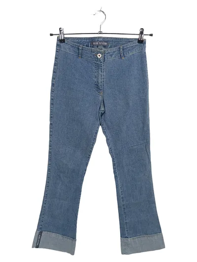 Blue System Bootcut Jeans Damen Gr. 38 Blau Retro Umschlag-Saum
