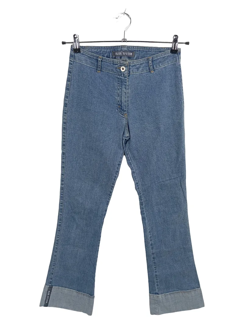 Blue System Bootcut Jeans Damen Gr. 38 Blau Retro Umschlag-Saum 1