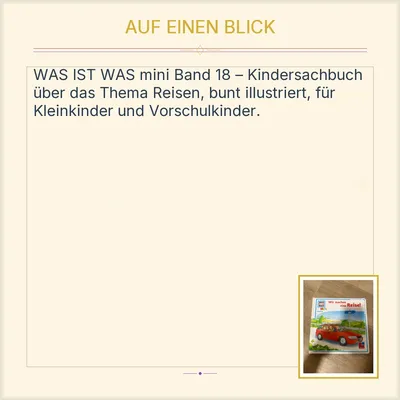 WAS IST WAS mini Band 18 Wir machen eine Reise Kindersachbuch Tessloff