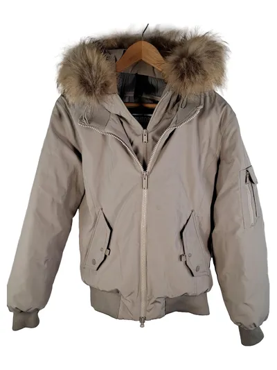 Bomboogie Herren Winterjacke Beige Gr. 50, L Kapuze Fellbesatz
