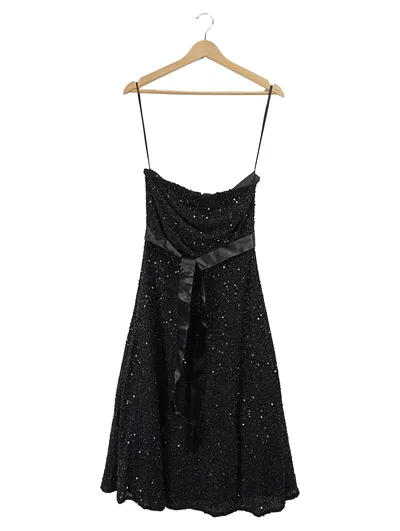 Carry Allen Damen Abendkleid Pailletten Schwarz Gr. 36 Träger Schleife