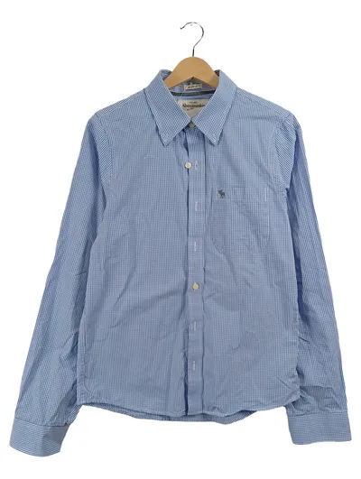Abercrombie & Fitch Herren Freizeithemd Gr. M Blau Kariert Muscle Fit