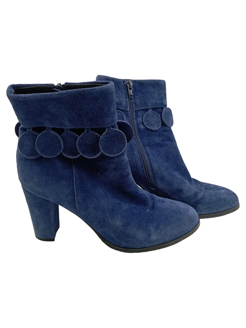Di Lauro Damen Stiefelette Blau Wildleder Gr. 40 Absatz 8cm Feminin 1