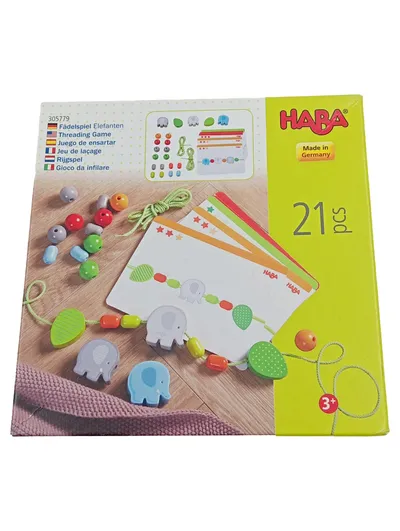 HABA Fädelspiel Steckspiel Elefanten Holz Motorikspiel Kinder