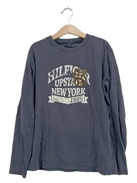 Tommy Hilfiger Kinder Langarmshirt Gr. 140 Grau New York 1985 Logo 1