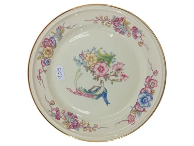 Rosenthal Winifred Essteller 26 cm Porzellan Vogel Blumenmotiv Mehrfarbig