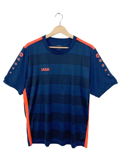 JAKO Sportshirt Herren T-Shirt Blau Gestreift Gr. 52, XL