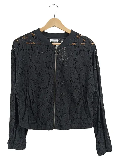 Noisy May Damen Bomberjacke Gr. S Schwarz Spitze Reißverschluss Romantisch
