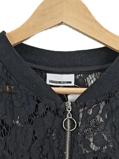 Noisy May Damen Bomberjacke Gr. S Schwarz Spitze Reißverschluss Romantisch