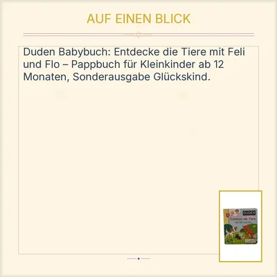 Duden Babybuch Entdecke die Tiere mit Feli und Flo ab 12 Monate