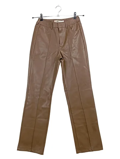 Stradivarius Kunstleder Hose Straight Leg Damen Gr. 34 Braun