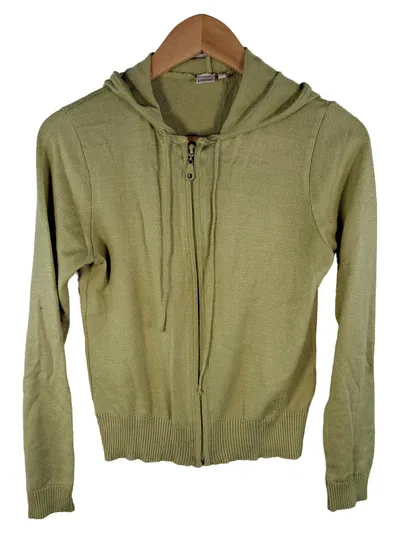 3 Suisses Damen Strickjacke Kapuze Reißverschluss Grün Gr. 38 M